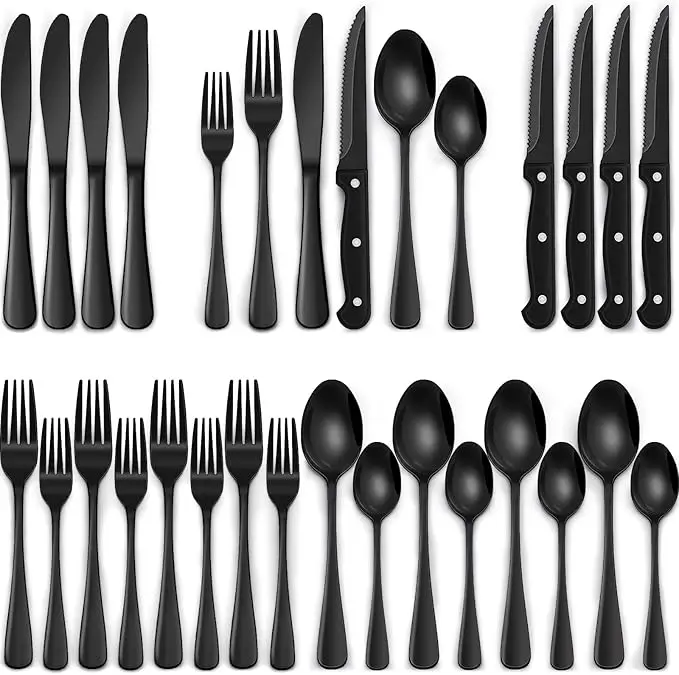 Black Silverware Set