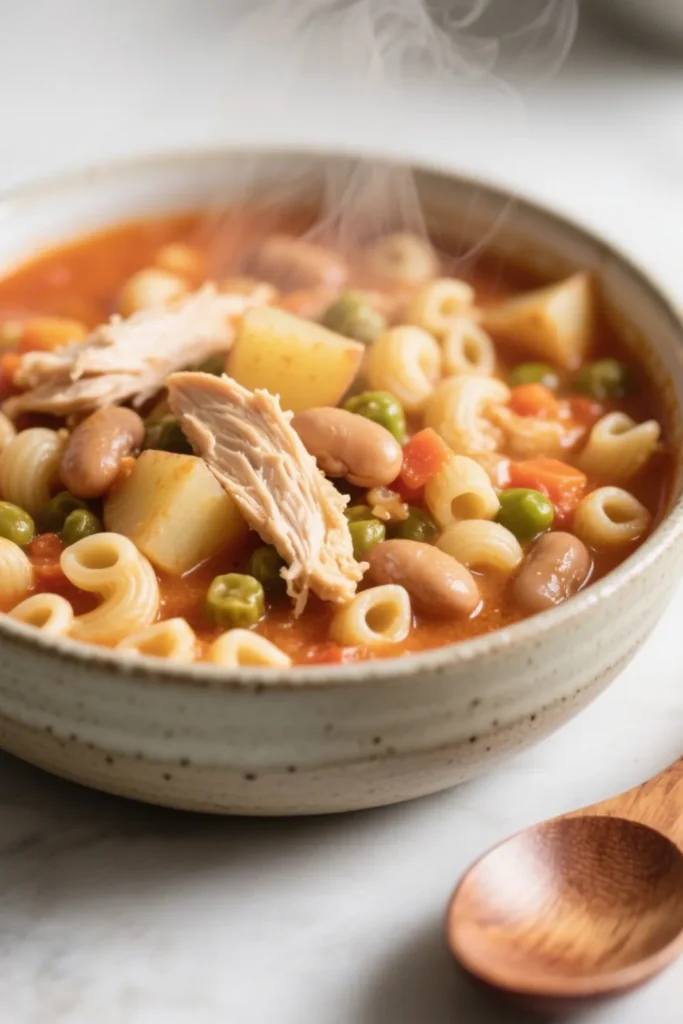 Creamy Chicken Mixed Vegetable Macaroni Stew