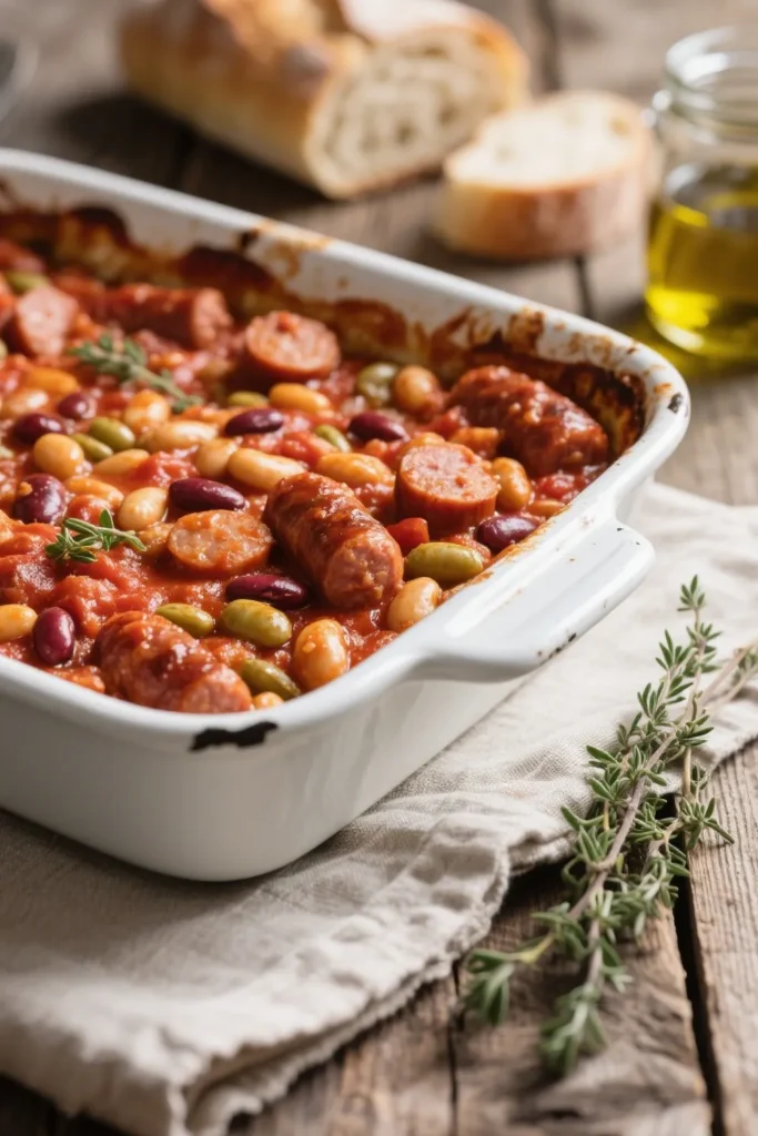 Italian Sausage Triple Bean Casserole